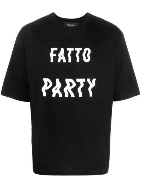 DSQUARED2 text-print cotton T-shirt Black S74GD1192S23009