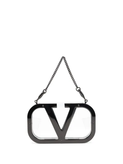 Valentino Garavani logo-plaque clear clutch Black WP0Z01UUU