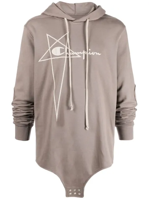 Rick Owens logo-embroidered hoodie Grey CM02C9227CHFE34