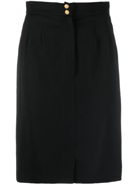 CHANEL Pre-Owned 1990s high-waisted knee-length skirt Black CHA600GA