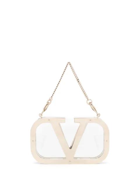 Valentino Garavani logo-plaque clear clutch Metallic WP0Z01LVP