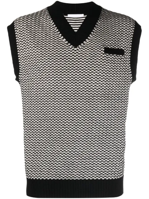 Helmut Lang checked V-neck sweater vest Black N05HM701