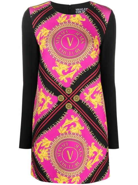 Versace Jeans Couture V-emblem chain-print minidress Pink 75HAO921NS355