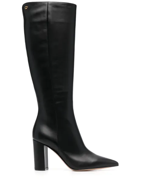 Gianvito Rossi 90mm point-toe leather boots Black G8022985RICVGI