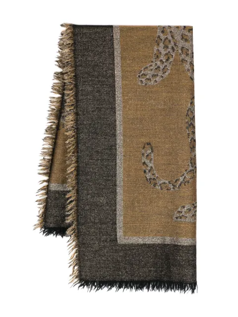 Saint Laurent Pre-Owned 1980s animal-jacquard scarf Brown YSL900GR