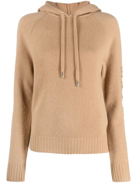 Max Mara crystal-embellished knitted hoodie Neutrals 2313660739600