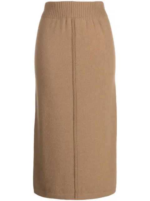 Pringle of Scotland elasticated-waist wool-cashmere blend skirt Brown PWE203