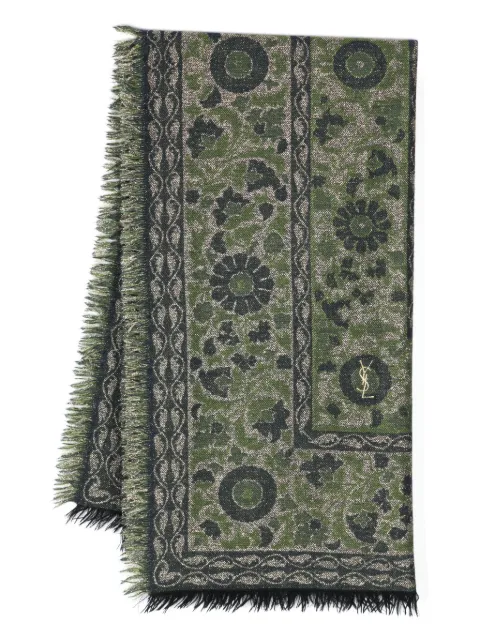 Saint Laurent Pre-Owned 1980s floral-jacquard scarf Green YSL900SF