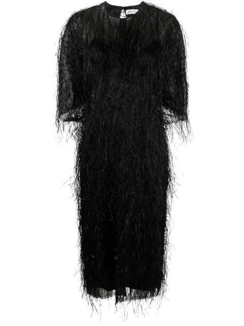 Lanvin fringed midi dress Black RWDR01125767A23