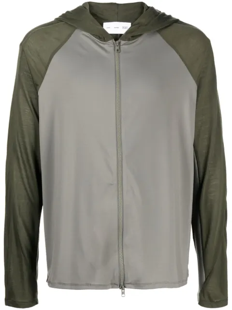 Post Archive Faction colour-block zip-up hoodie Green 50OHROG