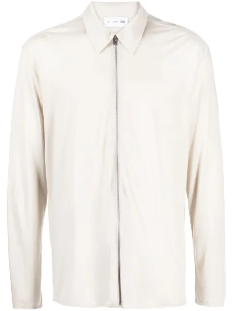 Post Archive Faction zip-up lyocell shirt Neutrals 50TSRO