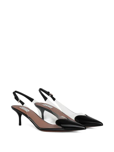 Alaïa LE CŒUR patent-calf leather slingback pumps Black AA3E057CK150999