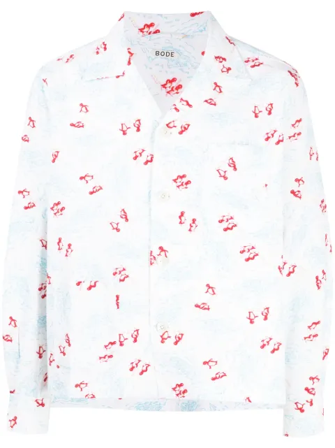 BODE graphic-print cotton shirt White MRF23SH008