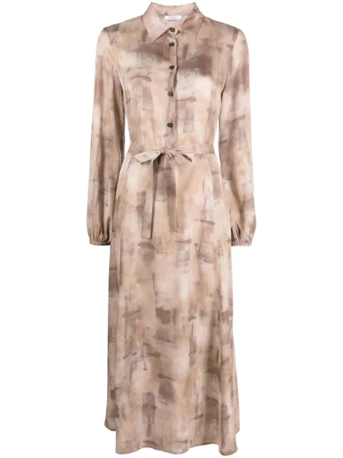 Peserico button-up belted midi dress Neutrals S02037A08168