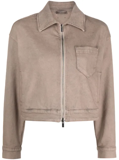 Peserico cropped zip-up denim jacket Grey E21949L1904951