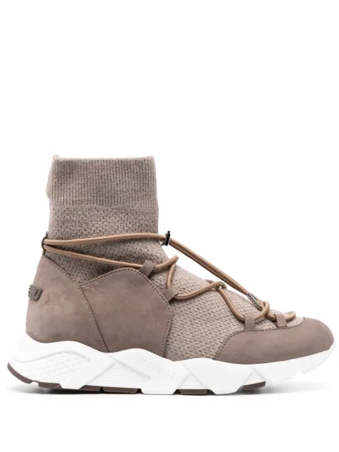Peserico suede-panelled toggle sneakers Brown S39575C009854