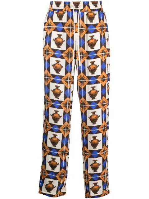 Drôle De Monsieur zalij-pattern wide-leg trousers Brown BP122VI002