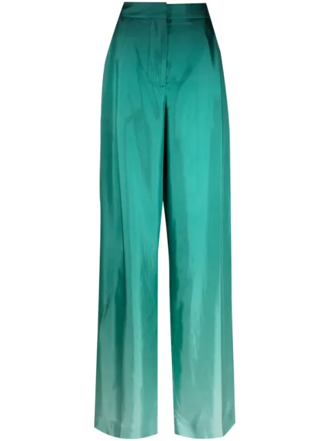 Oscar de la Renta ombré-effect silk palazzo trousers Green 23PN302OKT