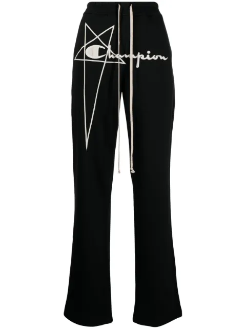Rick Owens logo-embroidered track trousers Black CW02C9247CHFE