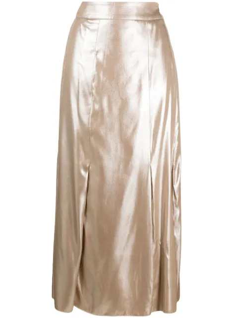 Peserico laminated-twill midi skirt Neutrals E0503307004