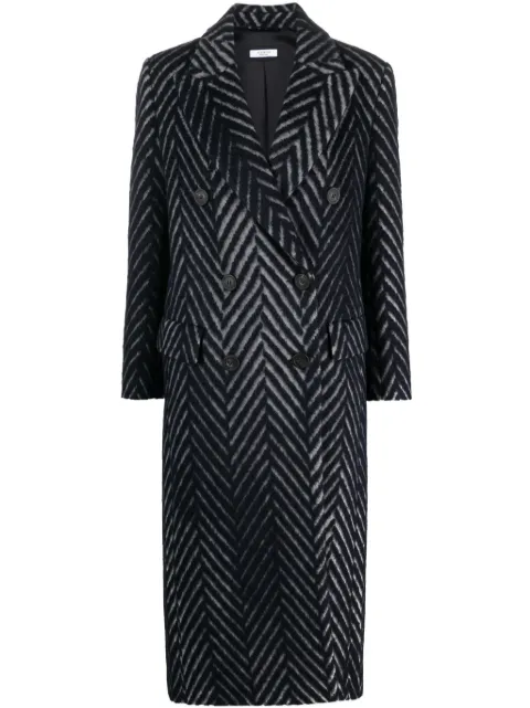 Peserico chevron-knit double-breasted coat Blue S2012902139