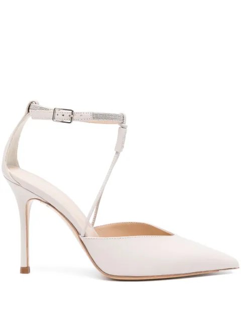 Peserico rhinestone-embellished leather pumps Neutrals E39597C0R09944