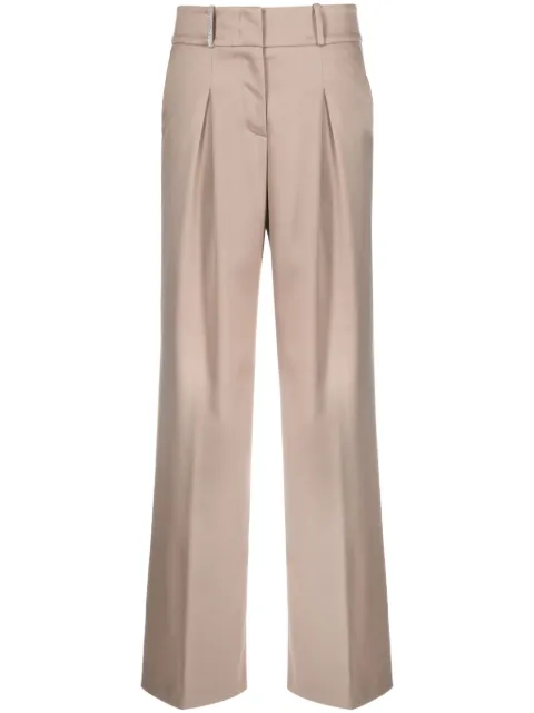 Peserico dart-embellished twill wide-leg trousers Brown EM450306464