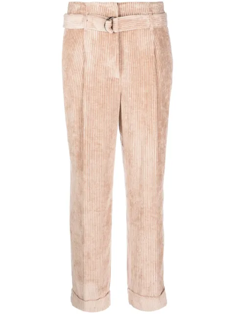 Peserico paperbag belted-waist corduroy trousers Brown P04308A01591