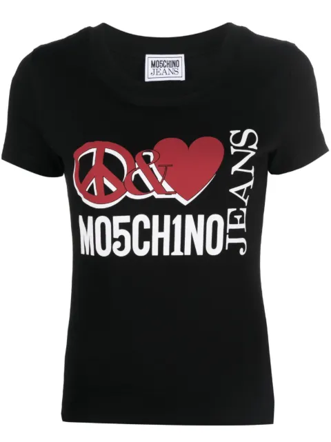 MOSCHINO JEANS graphic logo-print T-shirt Black K1A07078262