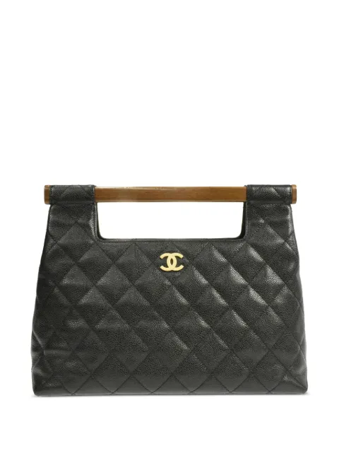 CHANEL Pre-Owned 2003 wood handle CC handbag Black 8083034