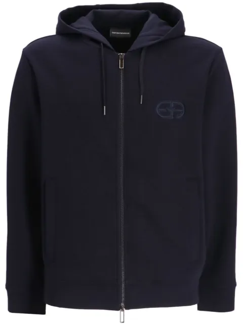 Emporio Armani logo-embroidered zipped hoodie Blue 8N1ML61JHSZ