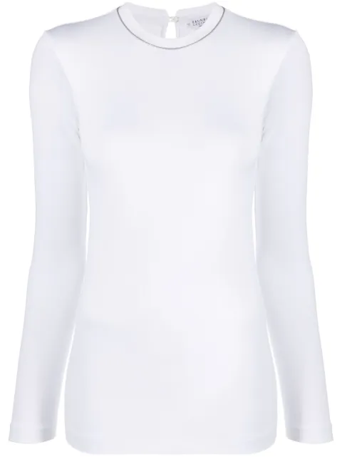 Brunello Cucinelli Monili bead-embellished top White M0TC8BJ300C159