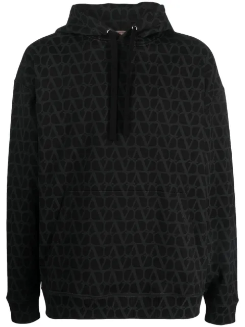 Valentino Garavani Toile Iconographe-print cotton hoodie Black VMF25R9KD