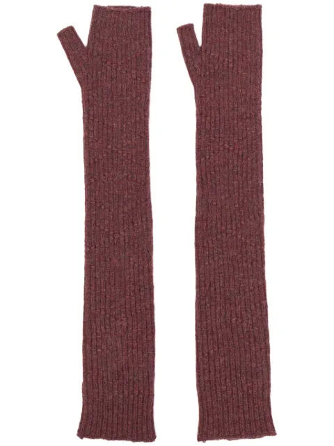 Barrie fingerless crochet cashmere gloves Red C174837