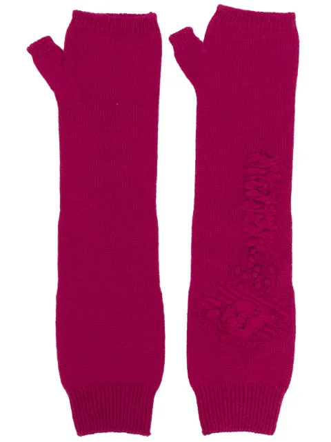 Barrie cashmere fingerless gloves Pink C30832