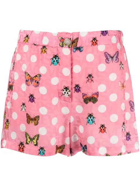 Versace Butterflies-print silk-blend shorts Pink 10112911A08211