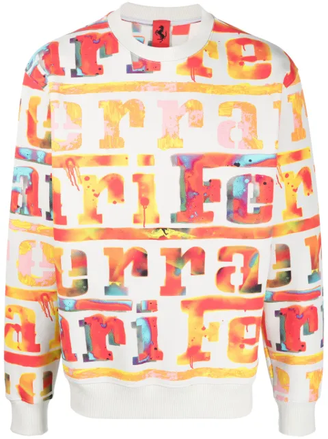 Ferrari graffiti logo-pattern sweatshirt Grey 48019