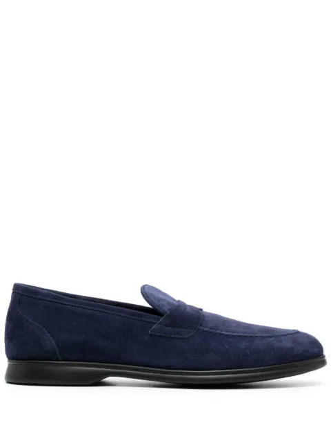 Kiton tonal-stitching almond-toe loafers Blue USSMOKBN0010801