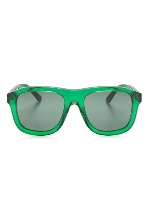 Gucci Eyewear logo-plaque oversize-frame sunglasses Green GG1316S