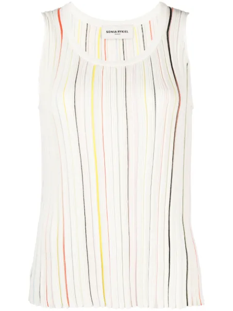 Sonia Rykiel striped cotton-blend tank top Neutrals 23E64T16
