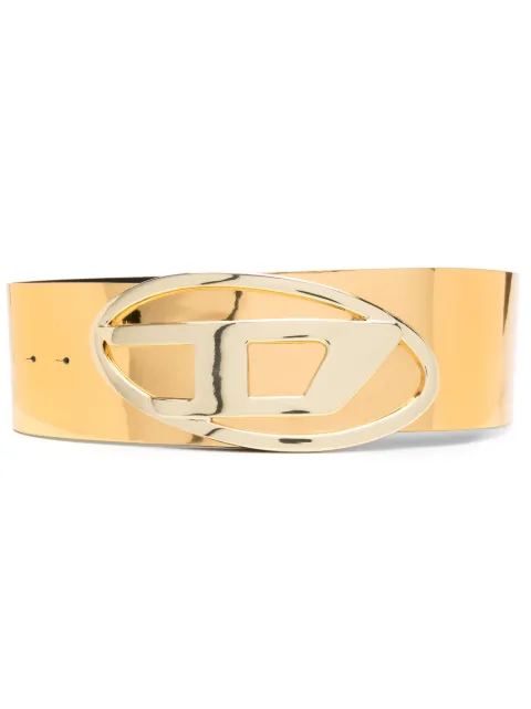 Diesel logo-plaque metallic belt Gold X09710P1660