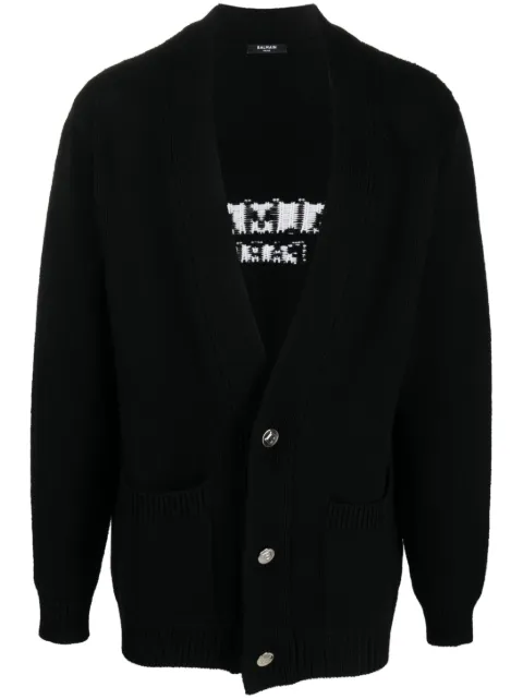 Balmain logo intarsia cardigan Black CH1KM000KC88