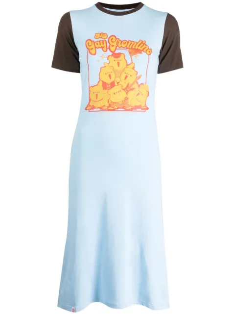 Charles Jeffrey Loverboy graphic-print cotton dress Blue 31060402