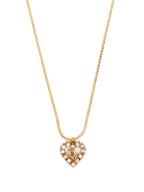 Christian Dior Pre-Owned 1990s logo-heart pendant necklace Gold 150172