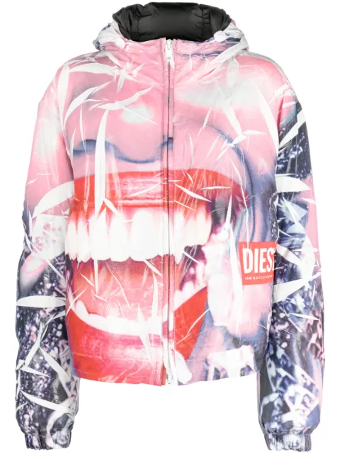 Diesel smiley face-print jacket Pink A118850JNAM