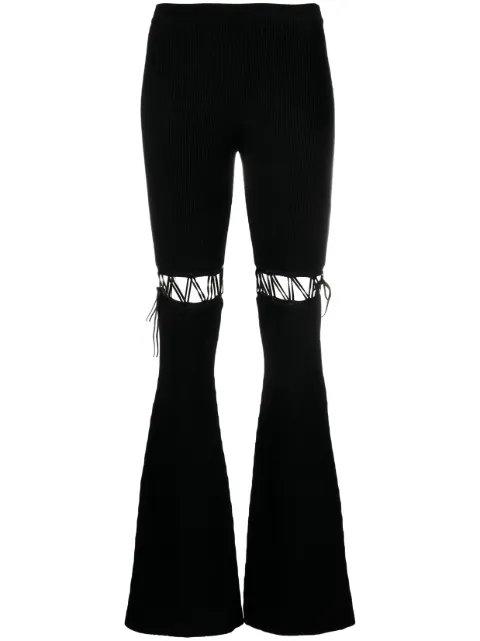 Nensi Dojaka lace-up ribbed trousers Black NDAW23KT022