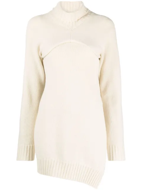 Jil Sander detachable-panel ribbed-knit jumper Neutrals J02GP0141J14513