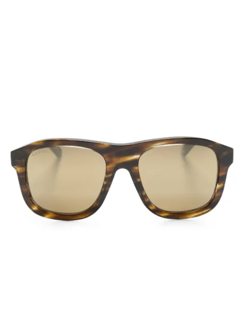 Gucci Eyewear logo-plaque square-frame sunglasses Brown GG1316S