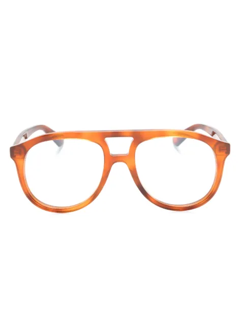 Gucci Eyewear logo-plaque pilot-frame glasses Brown GG1320S