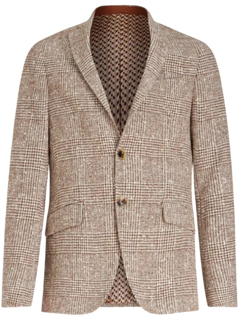 ETRO plaid-check pattern blazer Neutrals 118070020
